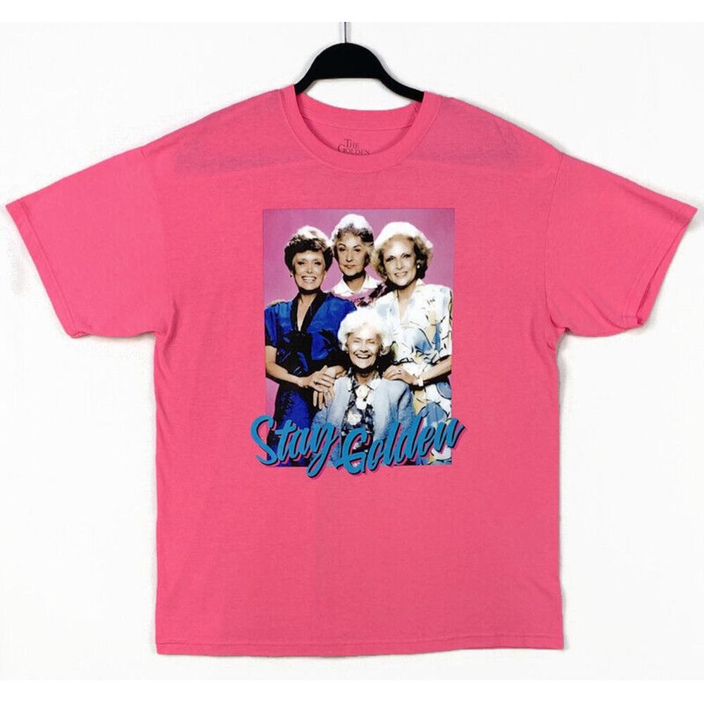 The Golden Girls T-Shirt Pink Women's Large Stay Golden Short Sleeve